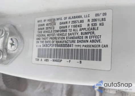 2010 Honda Accord 3.5 Ex-L z USA, uszkodzony, nr VIN 5KBCP3F89AB005841